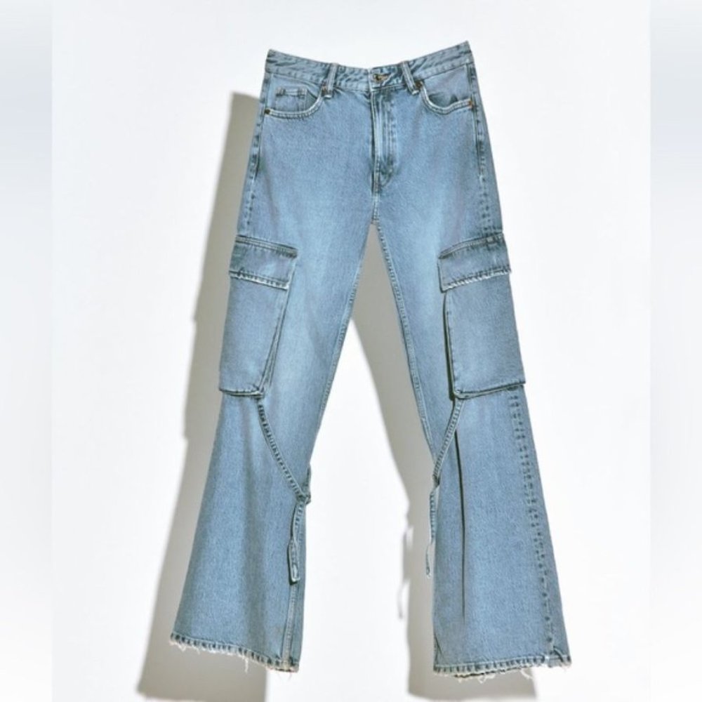 ZARA TRF BELT LOOP CARGO JEANS - Picture 2 of 3